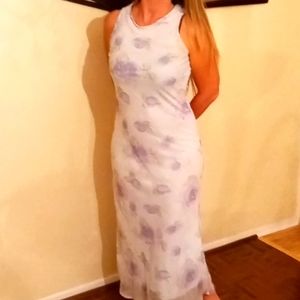 Bundle of Maxi Dress with Lavender Roses on White Background & NWT Silky Shawl